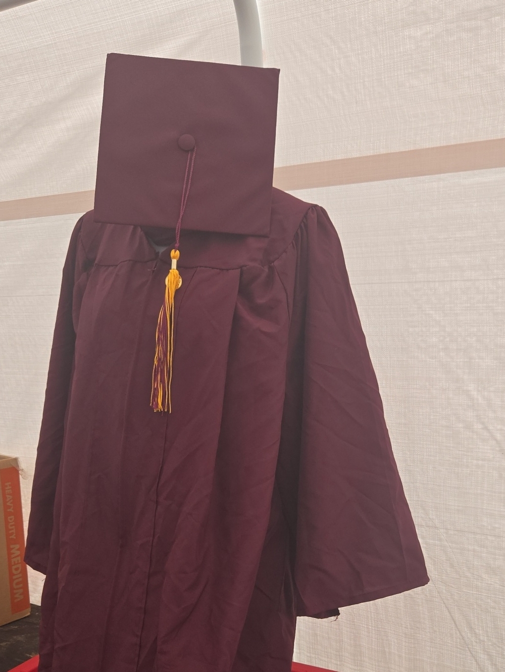 Maroon Graduation Gown with Tassel Cap